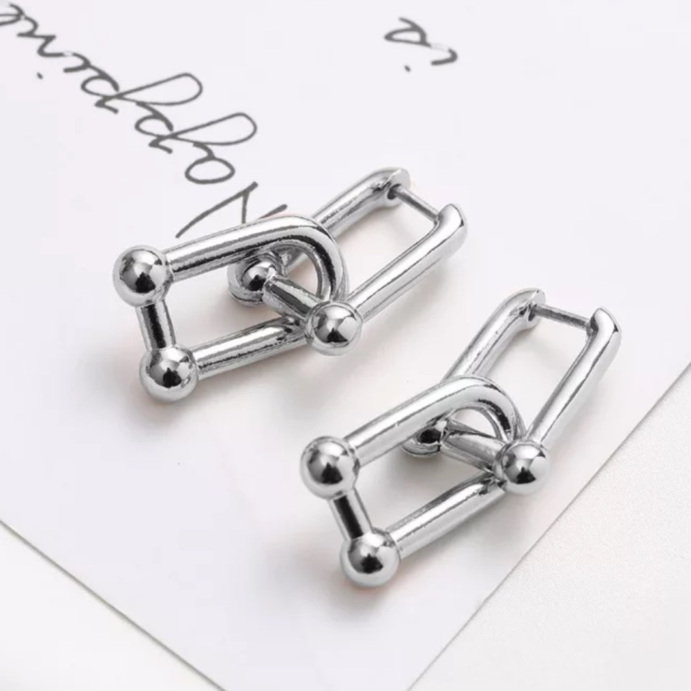 NEW 925 STERLING SILVER U-SHAPE HOOP EARRINGS - Picture 5 of 6